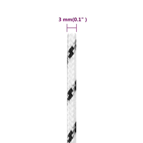 vidaXL Båtlina flätad vit 3 mm x 100 m polyester
