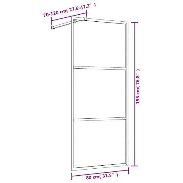 vidaXL Duschvägg med klart ESG-glas guld 80x195 cm Guld