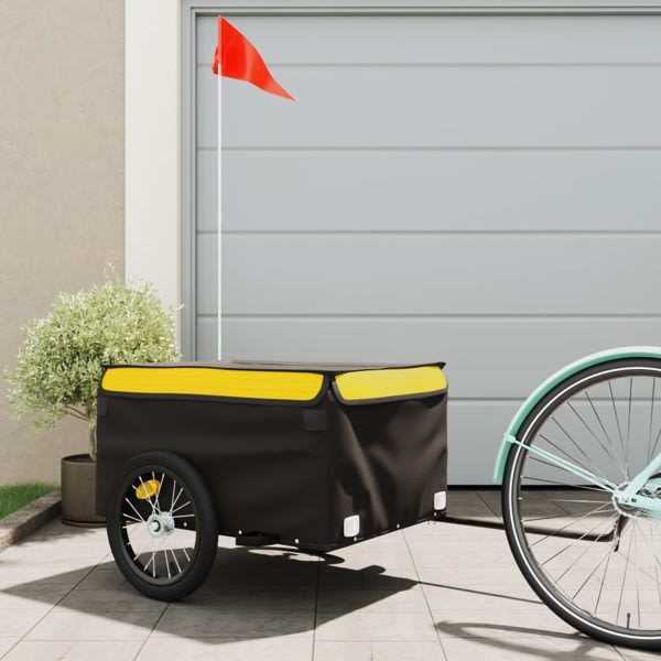 vidaXL Cykelvagn svart och gul 45 kg järn Gul