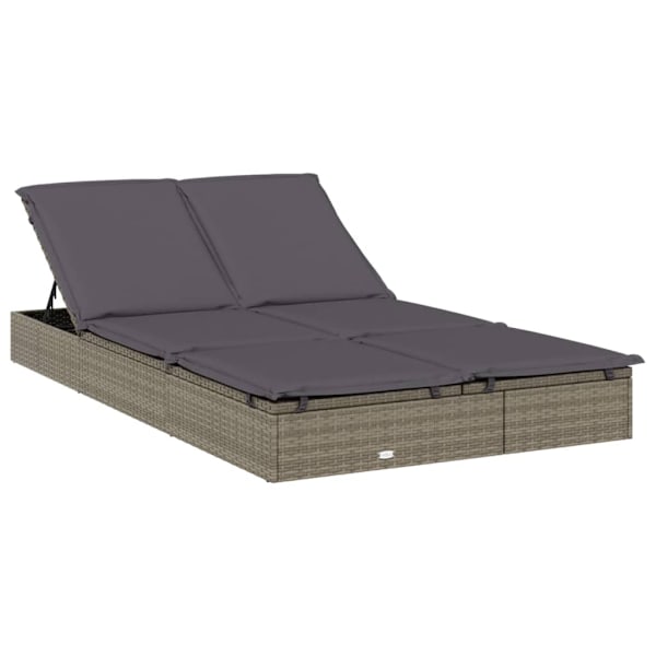 vidaXL Solsäng med hopfällbart tak grå 213x118x97 cm konstrotting Grå
