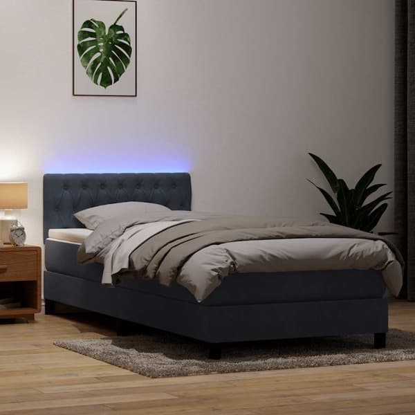 vidaXL Ramsäng med madrass mörkgrå 80x210 cm sammet Grå