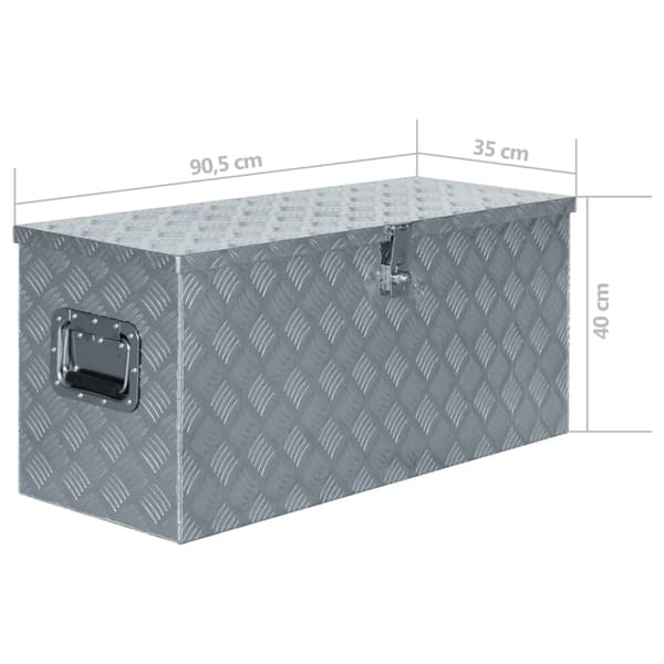 vidaXL Förvaringslåda aluminium 90,5x35x40 cm silver Silver