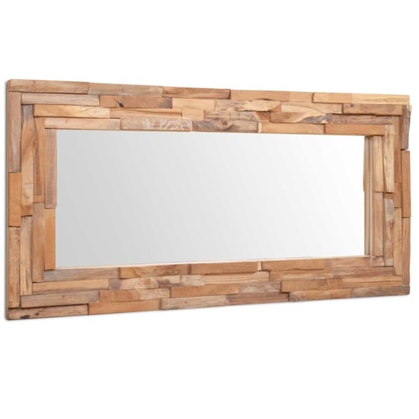 vidaXL Prydnadsspegel teak 120x60 cm rektangulär Brun