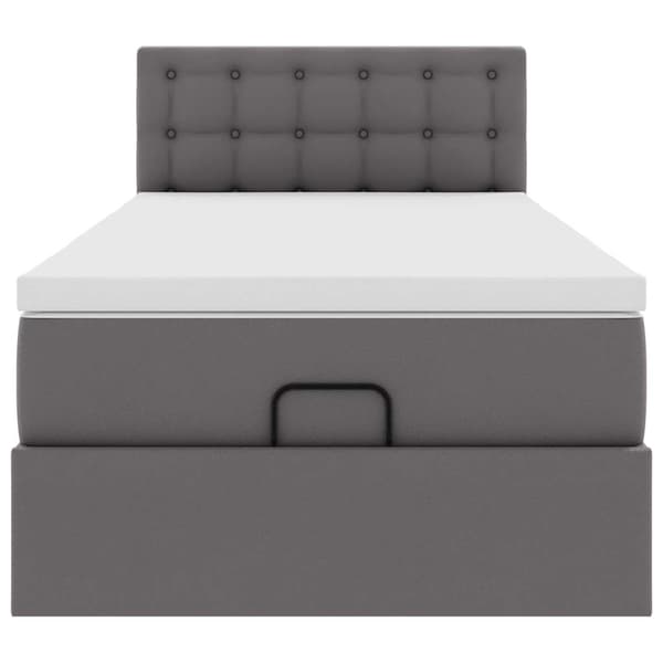 vidaXL Ottoman sängram med madrass grå 90x190 cm konstläder Grå