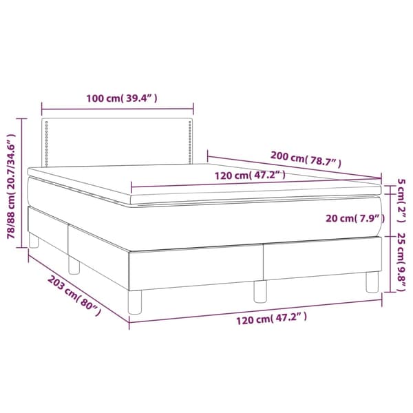 vidaXL Ramsäng med madrass & LED grå 120x200 cm konstläder Grå