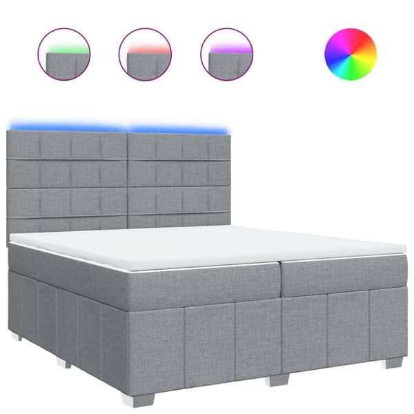 vidaXL Ramsäng med madrass ljusgrå 200x200 cm tyg Grå