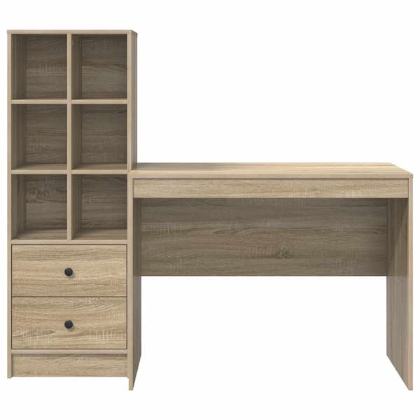 vidaXL Skrivbord med låda 2 pcs Sonoma-ek Brun