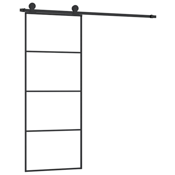 vidaXL Skjutdörr med beslagset ESG glas och aluminium 76x205 cm Svart