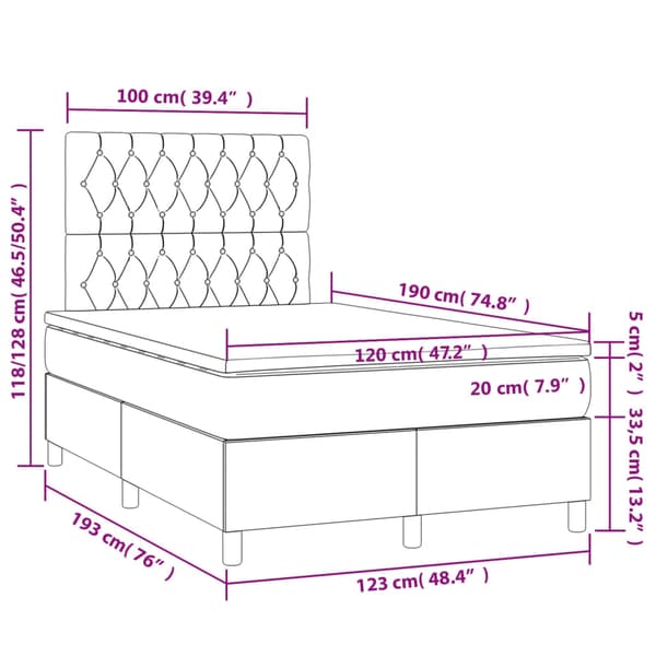 vidaXL Ramsäng med madrass blå 120x190 cm tyg Blå