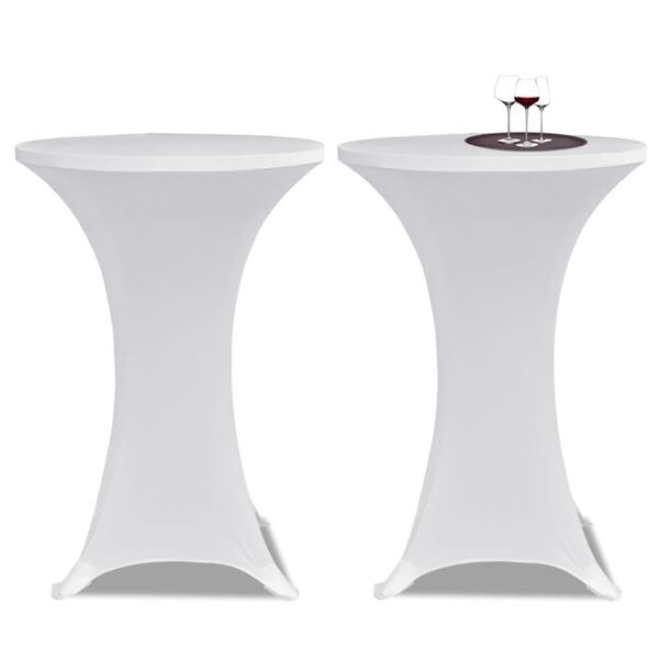 vidaXL Överdrag till ståbord 2 st Ø 80 cm stretch vit Vit