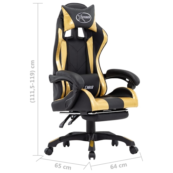 vidaXL Gamingstol med fotstöd guld och svart konstläder Guld