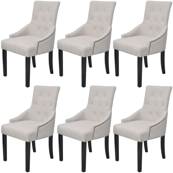 vidaXL Matstolar polyester gräddvita 6 st Creme
