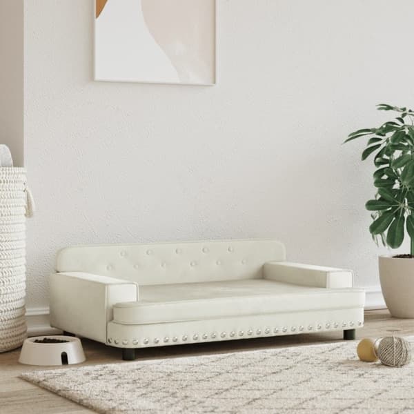 vidaXL Hundbädd gräddvit 90x53x30 cm sammet Kräm