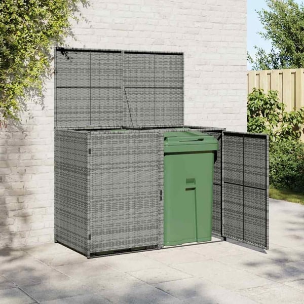 vidaXL Skjul för 2 soptunnor konstrotting antracit 148x77x111 cm Antracit