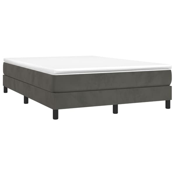 vidaXL Ramsäng med madrass mörkgrå 140x200 cm sammet Grå