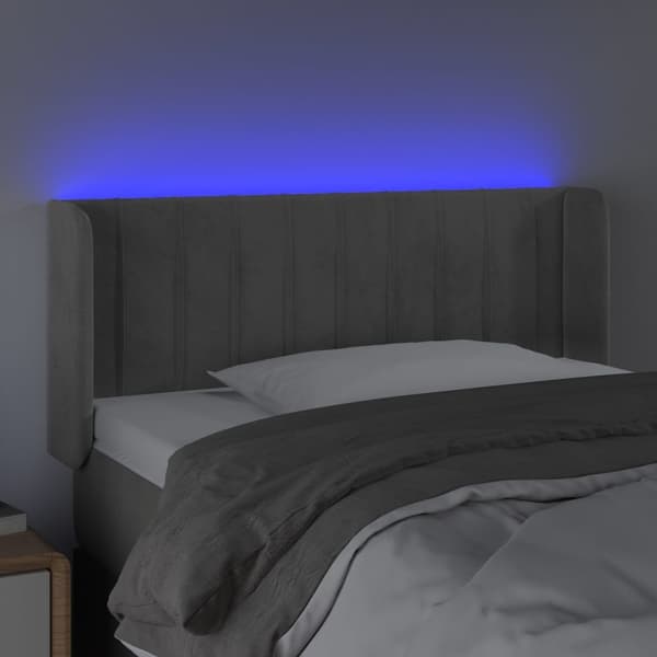vidaXL Sänggavel LED ljusgrå 93x16x78/88 cm sammet Grå