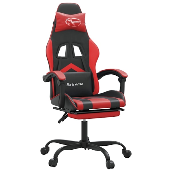 vidaXL Snurrbar gamingstol med fotstöd svart och röd konstläder Röd