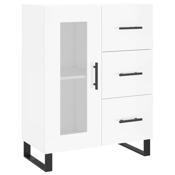 vidaXL Högskåp högglans vit 69,5x34x180 cm konstruerat trä Vit