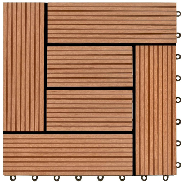 vidaXL Trall 22 st 30x30 cm 2 kvm WPC brun Brun