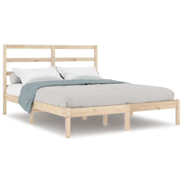 vidaXL Sängram massiv furu 160x200 cm Brun