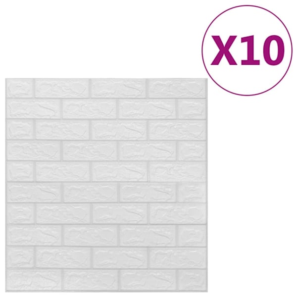 vidaXL 3D-tapet tegel självhäftande 10 delar vit Vit