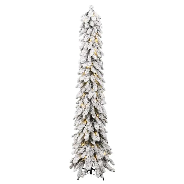 vidaXL Belyst plastgran med 100 LEDs och snö 180 cm Vit