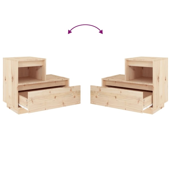 vidaXL Sängbord 60x34x51 cm massiv furu Brun