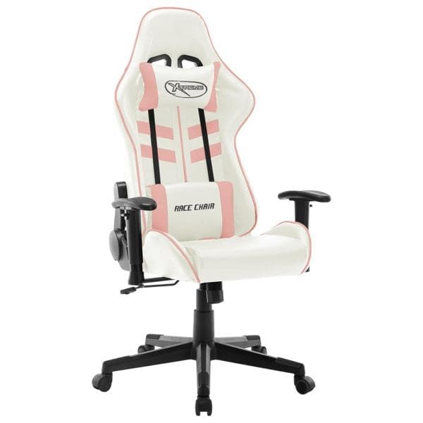 vidaXL Gamingstol vit och rosa konstläder multifärg