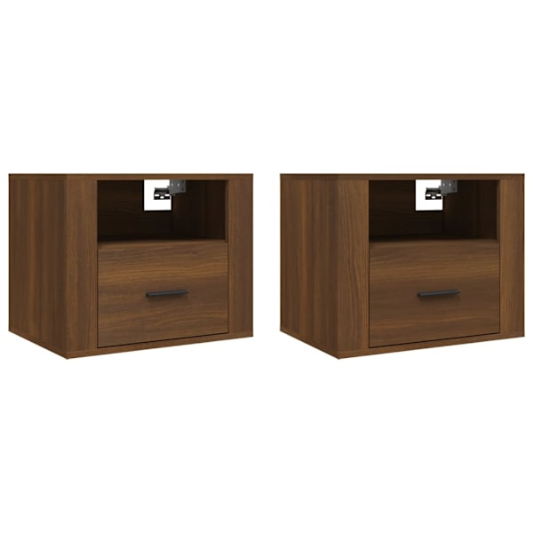 vidaXL Väggmonterade sängbord 2 st brun ek 50x36x40 cm Brun