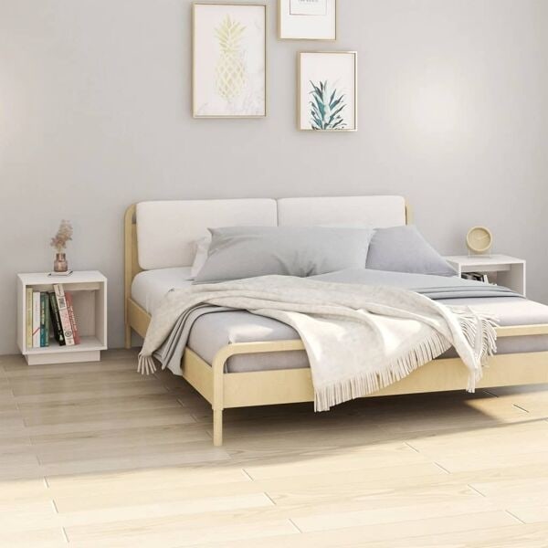 vidaXL Sängbord 2 st vit 40x30x40 cm massiv furu Vit