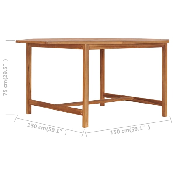 vidaXL Trädgårdsbord 150x150x75 cm massiv teak Brun