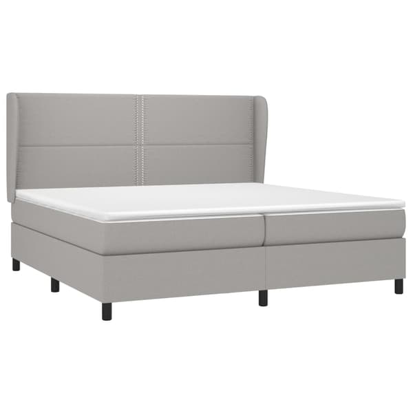 vidaXL Ramsäng med madrass ljusgrå 200x200 cm tyg Grå