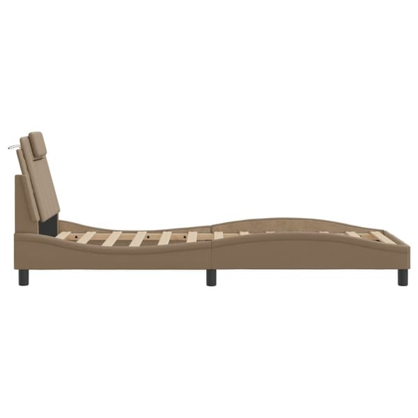 vidaXL Sängram med LED-belysning cappuccino 90x190 cm konstläder Brun