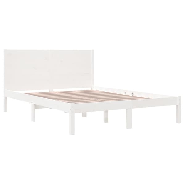 vidaXL Sängram vit massivt trä 120x190 cm Vit