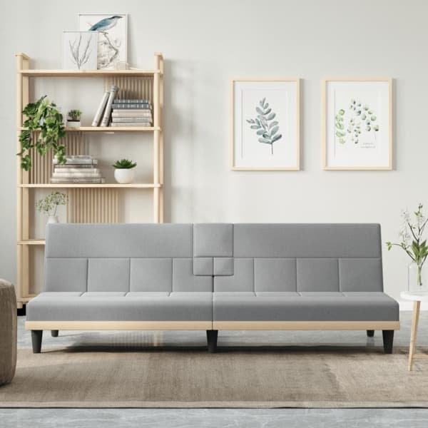 vidaXL Bäddsoffa med kuddar ljusgrå tyg Grå