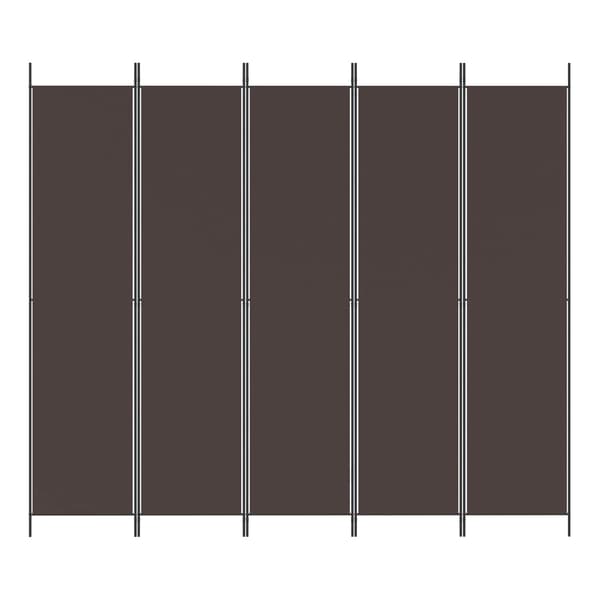 vidaXL Rumsavdelare 5 paneler brun 250x220 cm tyg Brun