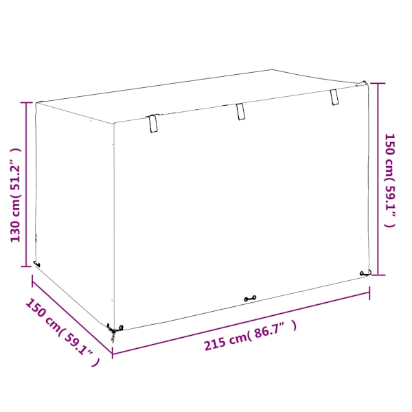 vidaXL Överdrag för hammock 12 öljetter 215x150x130/150 cm polyeten Svart
