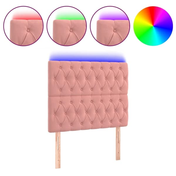 vidaXL Sänggavel LED rosa 90x7x118/128 cm sammet Rosa