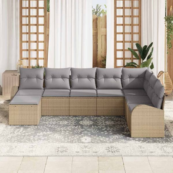 vidaXL Trädgårdsoffset 8 st Beige [Syntetisk]: Poly Rattan Beige