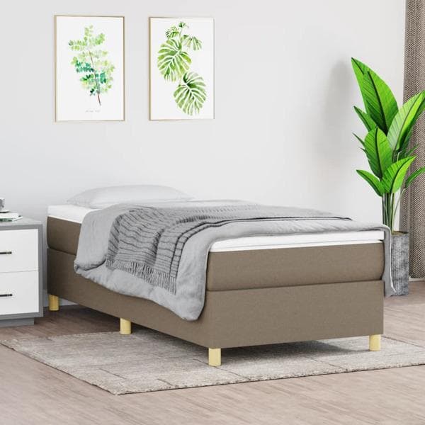 vidaXL Ramsäng taupe 90x190 cm tyg Taupe