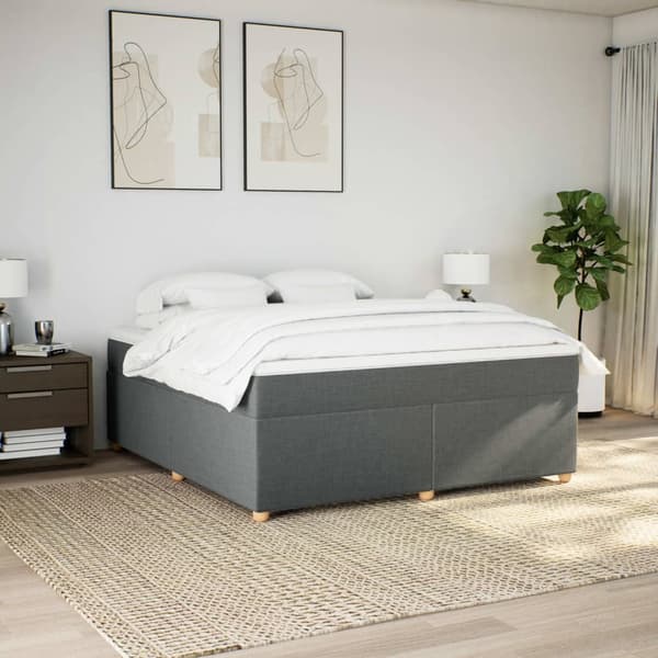 vidaXL Ramsäng med madrass mörkgrå 180x200 cm tyg Grå