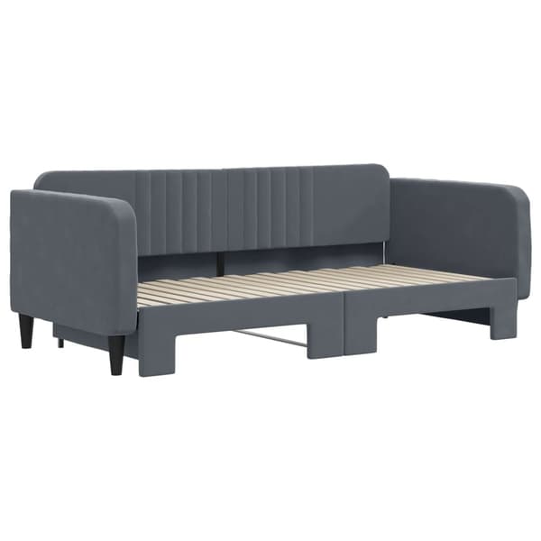 vidaXL Dagbädd utdragbar mörkgrå 90x190 cm sammet Grå