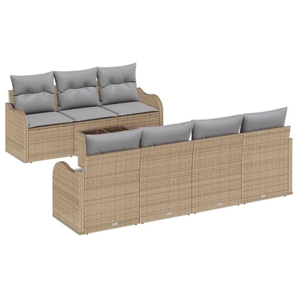 vidaXL Trädgårdsoffset 8 st 7-Antal sittplatser Beige och Grå Beige