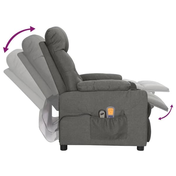 vidaXL Elektrisk massagefåtölj mörkgrå tyg Grå