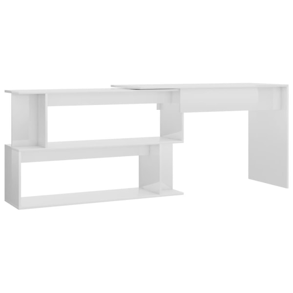 vidaXL Skrivbord hörn vit högglans 200x50x76 cm konstruerat trä Vit