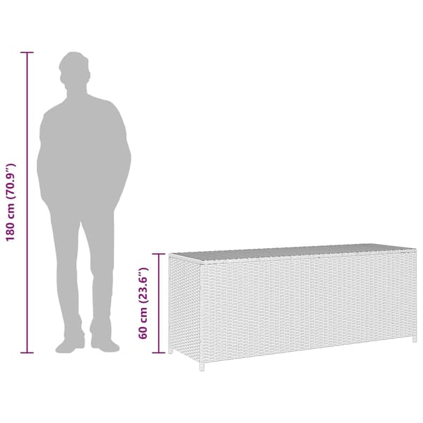 vidaXL Dynbox grå 150x50x60 cm konstrotting grå