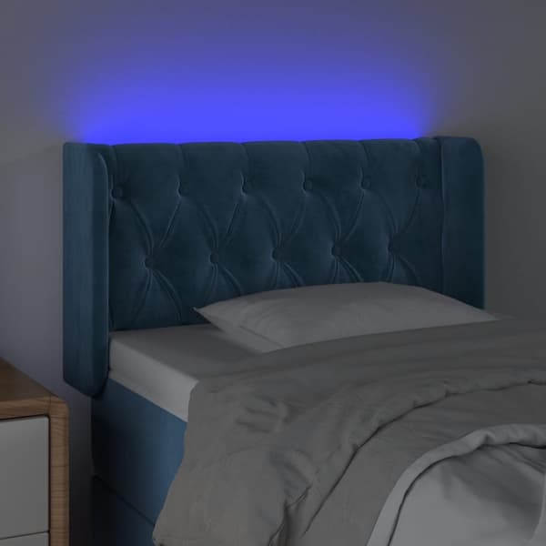 vidaXL Sänggavel LED mörkblå 83x16x78/88 cm sammet Blå