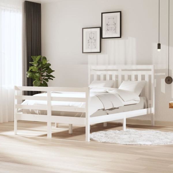 vidaXL Sängram vit massivt trä 120x200 cm enkelsäng Vit