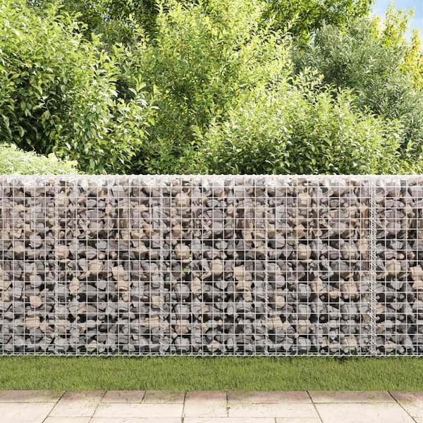 vidaXL Gabionmur i galvaniserat stål 200x20x85 cm Silver
