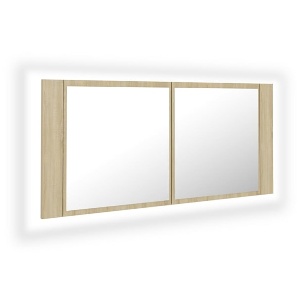 vidaXL Spegelskåp med LED sonoma-ek 100x12x45 cm akryl Brun